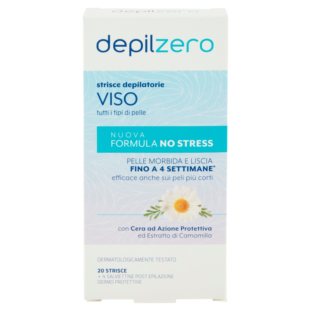 depilzero strisce depilatorie Viso 20 Strisce + 4 Salviettine